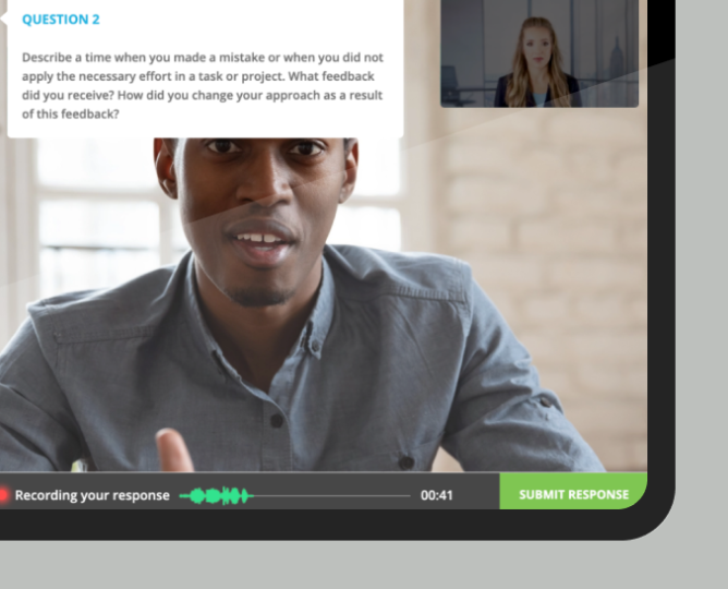 graduate hiring video interview on demand tablet